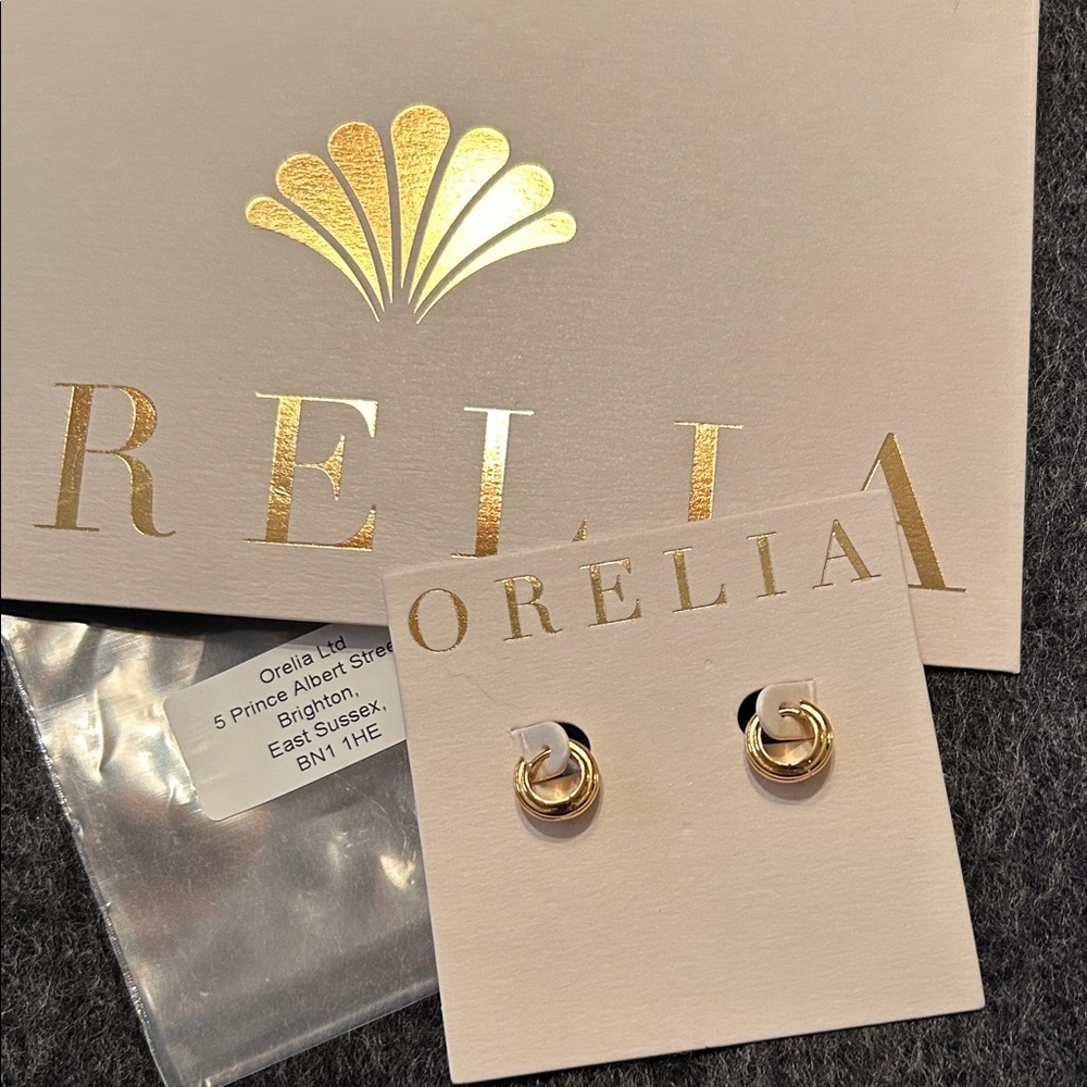 Orelia London Textured Huggie Earrings, goldtone, NWT.